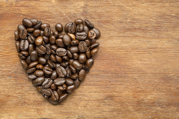 coffee heart on wood