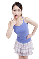 Young woman showing a look of surprise