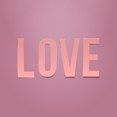 Love Word. Valentines Day paper pink Text