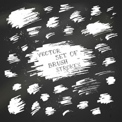 Set of vector chalk brush strokes.