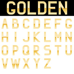 Alphabet. Golden letters. Font.