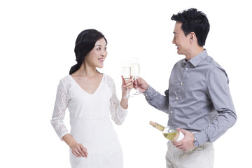 Sweet couple toasting