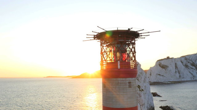 Aerial Isle of Wight Needles England Lighthouse Helipad 