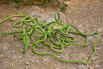 Equipment for climbing are on the rope.