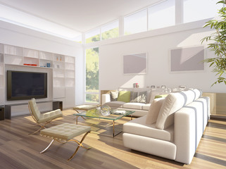 3D rendering of a living room