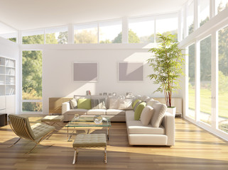 3D rendering of a living room