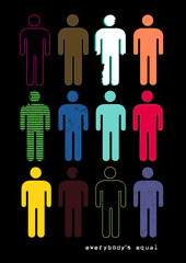 Everybody's equal with figures in different styles