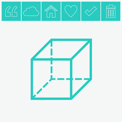 Geometric cube vector icon.