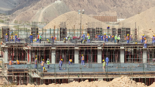 Busy construction site. Time lapse video