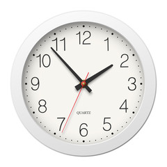 Round wall clock with round divisions and white body isolated
