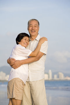 Portrait of senior couple on the beach