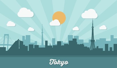 Naklejka premium Panoramę Tokio - Płaska konstrukcja
