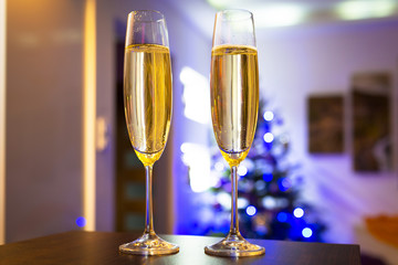 Two flutes of champagne for home celebrations