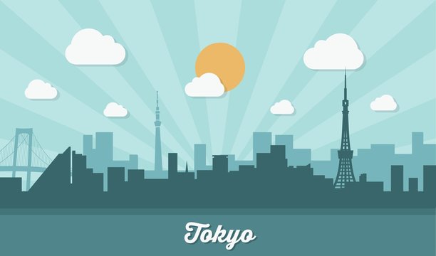 Tokyo skyline - flat design