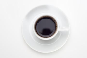 Cup of coffee over white background