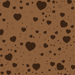 Valentine's Day and colorful Heart on Brown vector. Vector Valentine's Day Background.