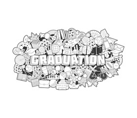 Obraz premium Graduation - Hand Lettering and Doodles Elements Sketch