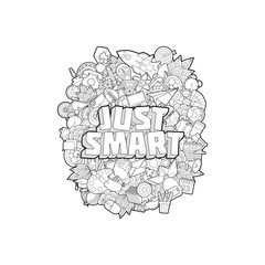 Just Smart - Hand Lettering and Doodles Elements Sketch. Vector