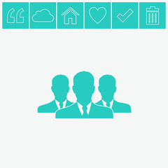 Three businessman silhouettes - vector icon.