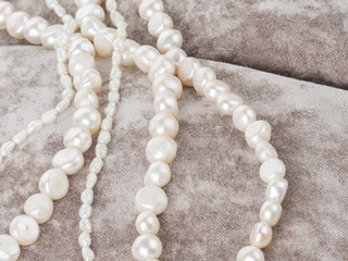 beautiful pearl beads on velvet