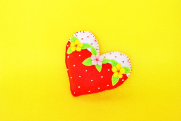 Handmade felt heart - symbol of Valentines Day, beautiful heart handmade 