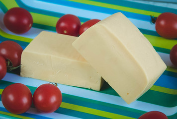 slice of cheese.tomato. components for pizza