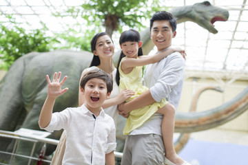 Young family in museum of natural history
