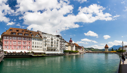 Panoramic view of the river Reuss in Luzern, Switzerland