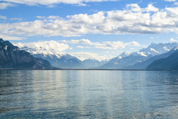 Fototapeta na wymiar Blue Mountains around Lake Geneva