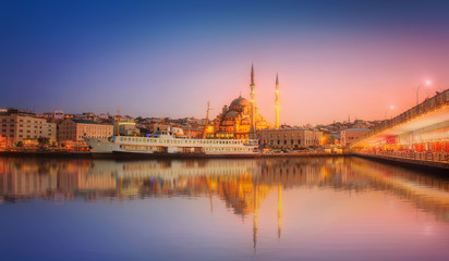 The beauty panorama of Istanbul at a dramatic sunset