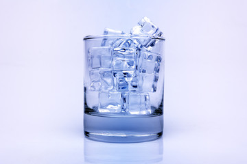 Ice cubes in glass vintage tone