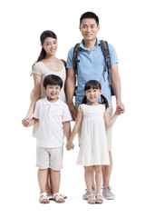 Happy young parents and two children