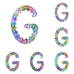 Colorful ellipse fractal font - letter G