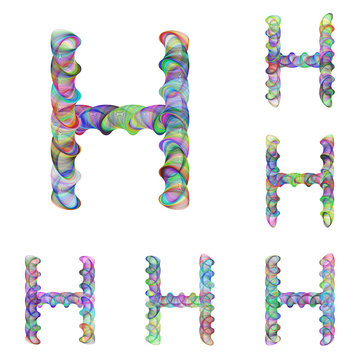 Colorful ellipse fractal font - letter H