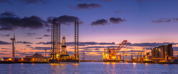 Oil drilling rig construction Panorama