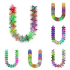 Happy colorful fractal font set - letter U