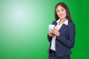 Business woman portrait with cup