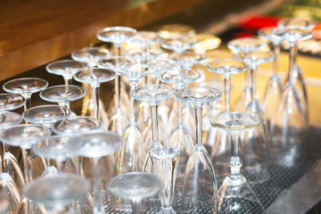 Turned upside down a set of wine glasses