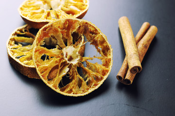 cinnamon and dried orange slices