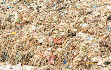 Pile of domestic garbage in landfill