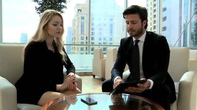 Arabic Eastern European male female business tablet technology stocks shares 