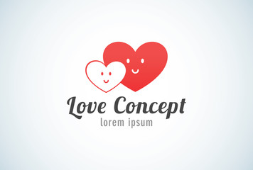 Red heart logo, suitable for love concept, relation concept, family concept and etc