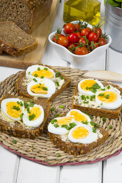 delicious sandwiches  of wholemeal bread with eggs and chives