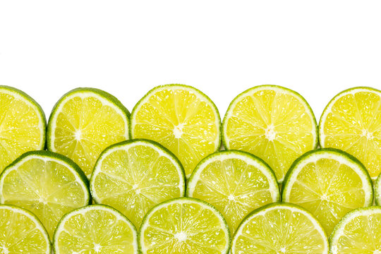 Sliced limes - isolated o white background