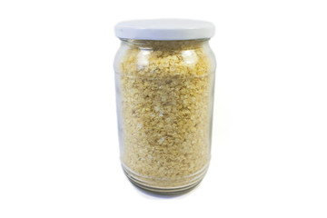 Wheat flakes closed in a glass jar