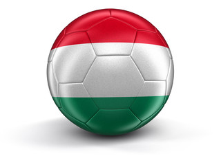 Soccer football with Hungarian flag. Image with clipping path