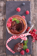 chocolate cake and berry fruit
