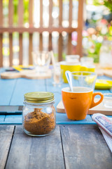 brown sugar in the glass jar