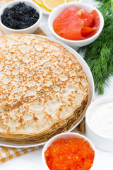 traditional Russian crepes, vertical, closeup