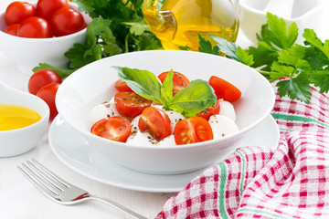 traditional salad with mozzarella and cherry tomatoes